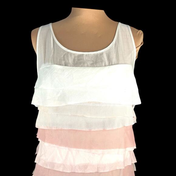 LOFT Layered Sheer Neutrals Sheath Dress 12  Feminine Coquette Twee Fairy  Y2K - Picture 2 of 6